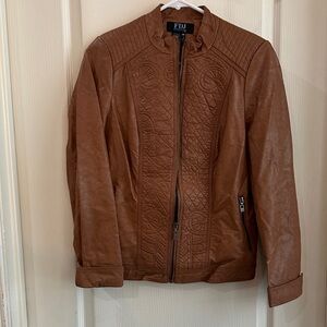 FDJ Women's Brown Faux Leather Jacket